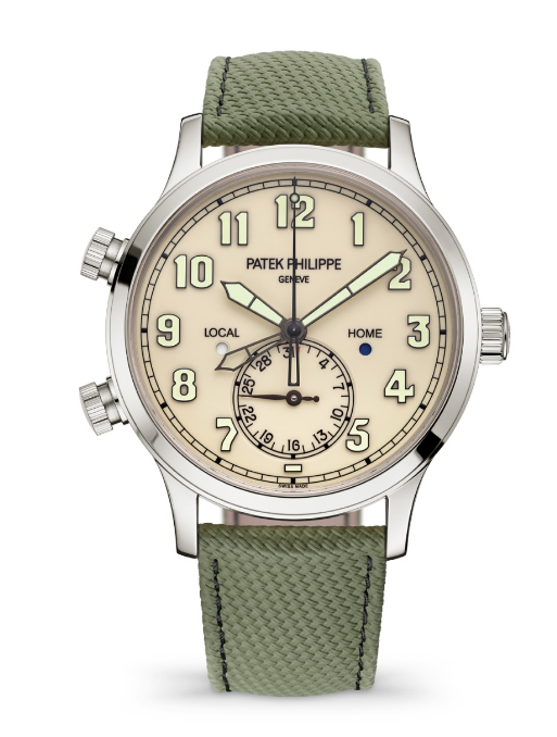 Review Patek Philippe Complications Calatrava Pilot Travel Time 5524 White Gold Replica Watch 5524G-010